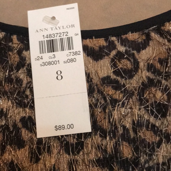 Ann Taylor Sleeveless Eyelash Leopard Print Top with shimmer - Picture 7 of 7